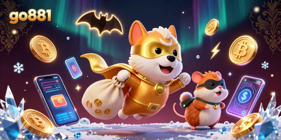 Experience thrilling wins at go881 with a flying superhero dog and vibrant gambling elements.