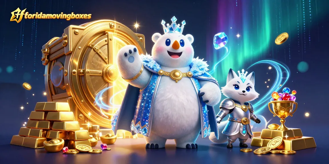 Experience action-packed gambling with floridamovingboxes featuring a cartoon ice king and treasures.