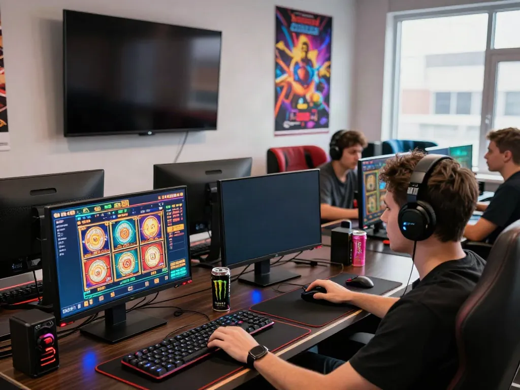 Engaged players enjoying ahha4d online gambling games in a vibrant setting.