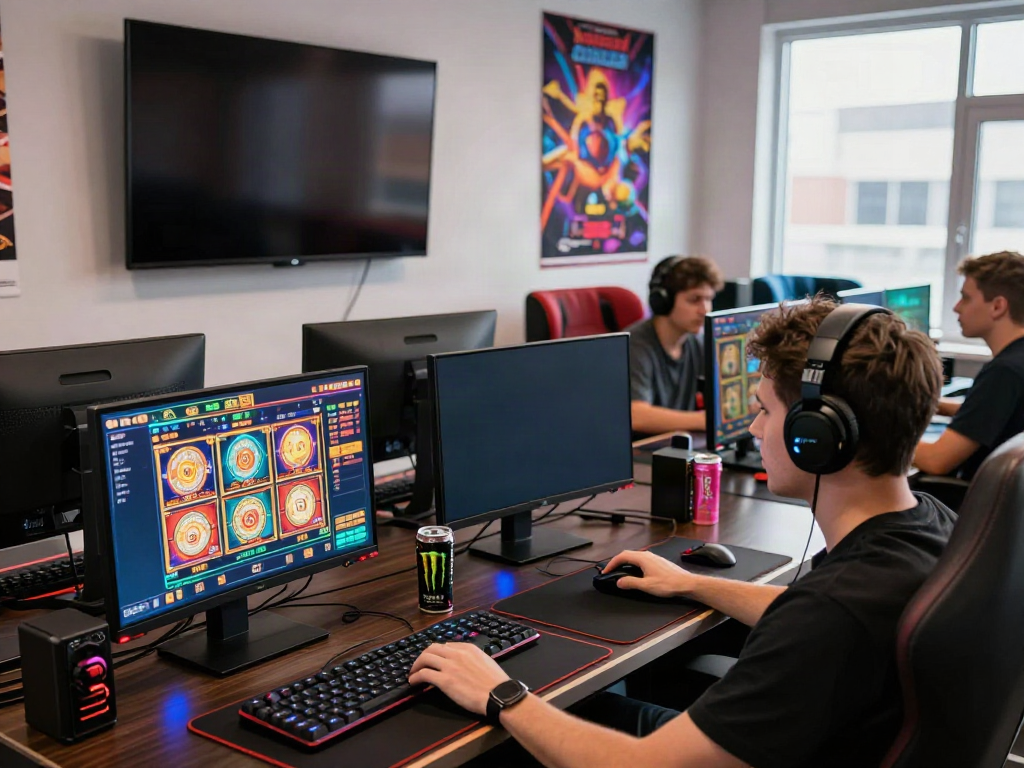 Engaged players enjoying ahha4d online gambling games in a vibrant setting.