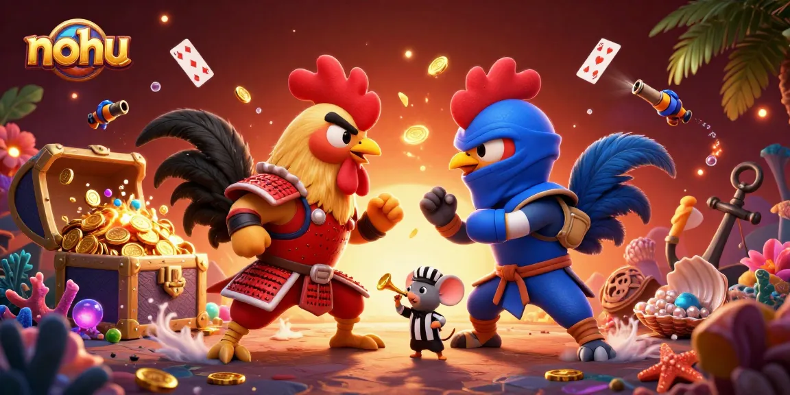 Nohu players enjoy thrilling action with fighting roosters as they spin slots and win big rewards