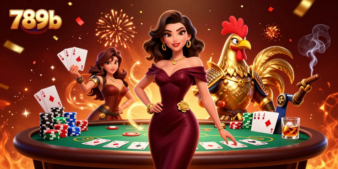 Experience exciting poker games at 789b with glamorous characters and vibrant casino elements.