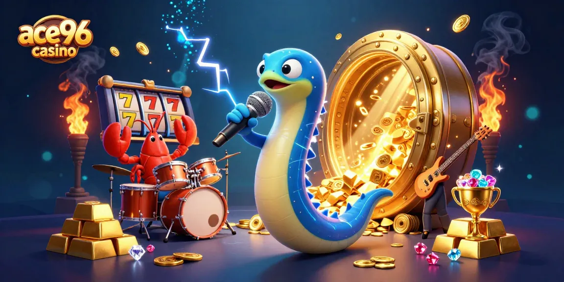 Experience thrilling gameplay at ace96 casino with a vibrant electric eel DJ, lobster drummer, and seahorse guitarist.