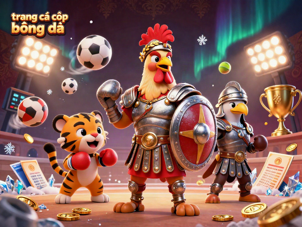 trang cá cược bóng đá với hình ảnh gladiator và các hoạt động bóng đá sôi động