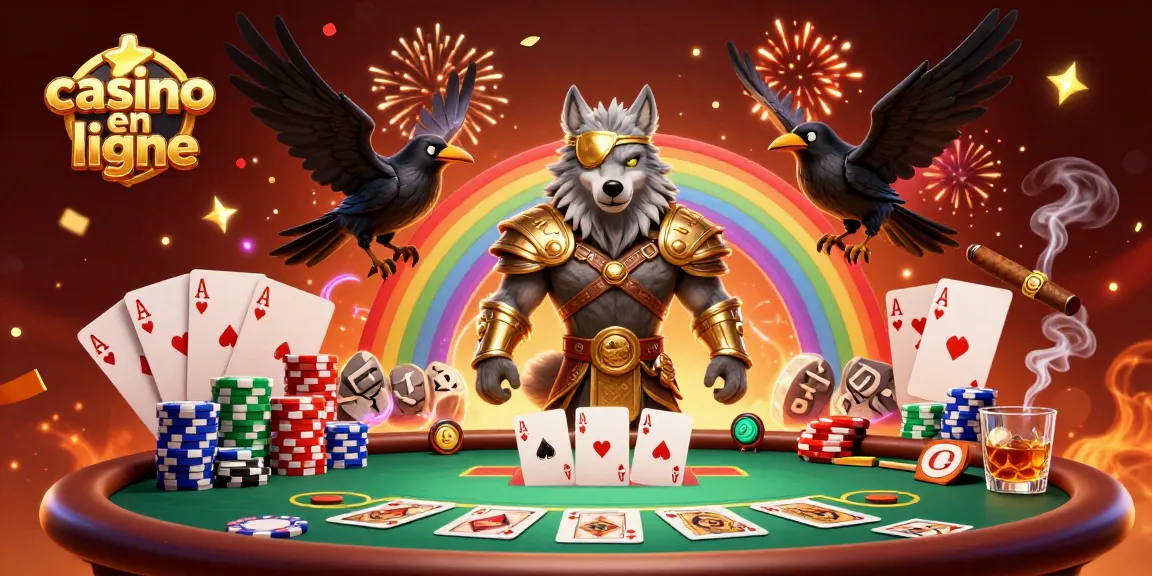 Vivez l'excitation du casino en ligne avec Odin et les corbeaux sur un paysage de jeu vibrant.