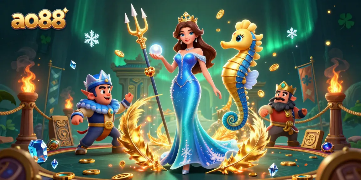 Engage with ao88 for exciting underwater casino adventures featuring dynamic characters and treasure motifs.