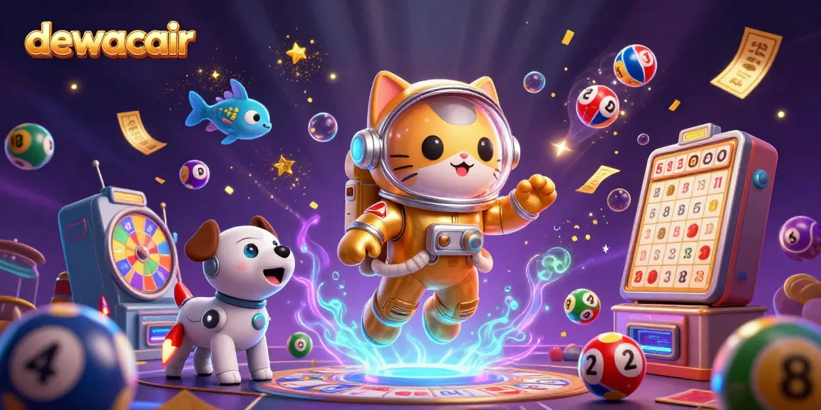 Engage with dewacair's thrilling gambling atmosphere featuring a cat and dog duo amidst vibrant casino elements.