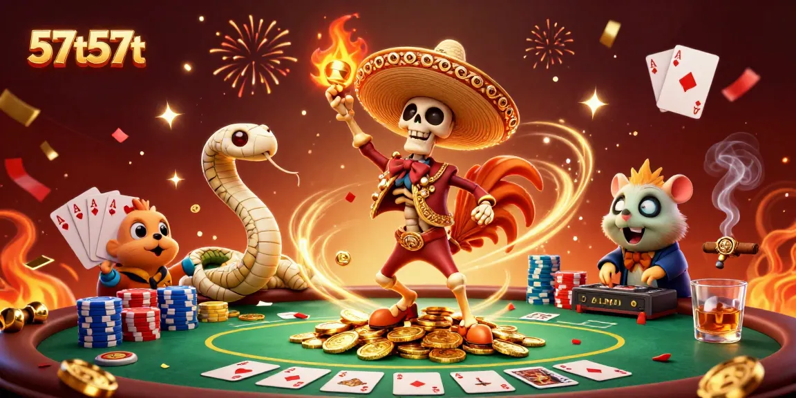 O 57t57t inspira celebrações animadas em um cassino, com personagens e jogos!