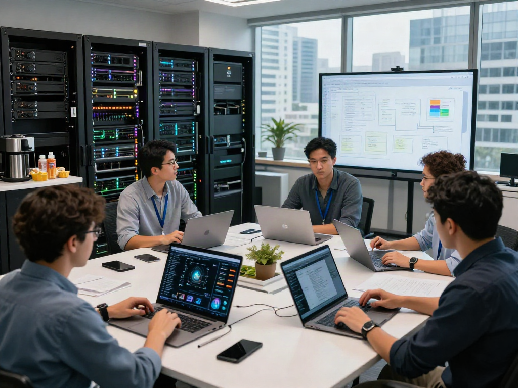 Collaboration among professionals in AI infrastructure development.