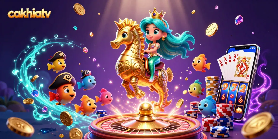 Cakhiatv immerses players in a vibrant casino underwater scene filled with captivating gambling elements.