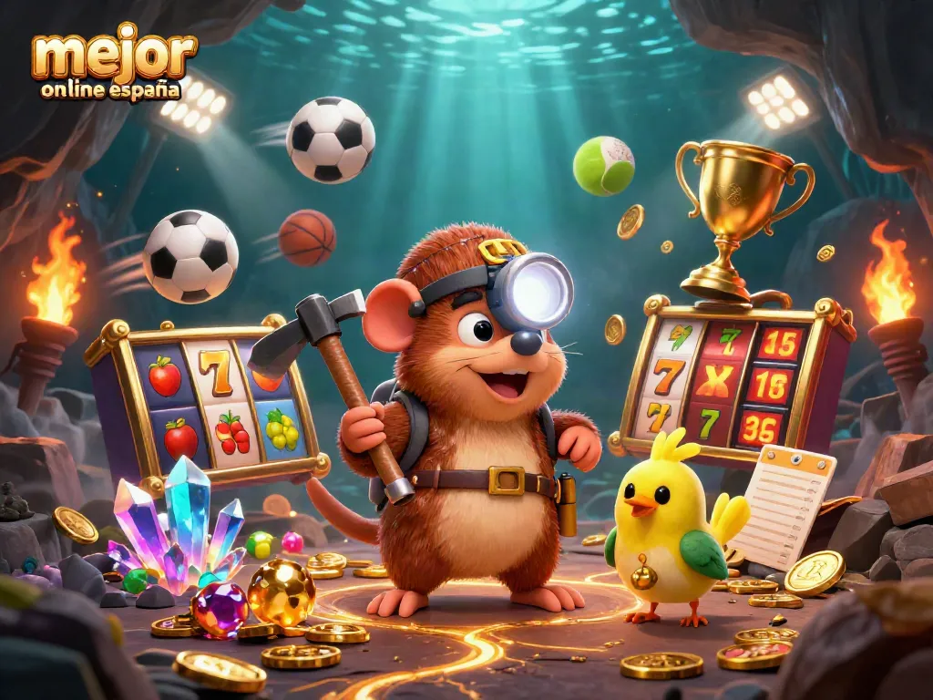 La mejor experiencia en el mejor casino online España con un dibujo animado divertido y vibrante.