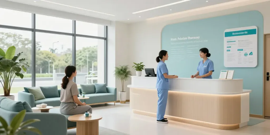 Klow peptide blend consultation at a modern health clinic.