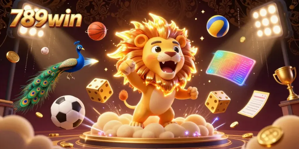 Players can win with exciting sports and gaming themes at 789win, surrounded by vibrant elements.