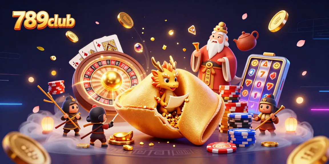 Join the fun at 789club with an exciting 3D casino scene, vibrant game elements, and lucky characters.