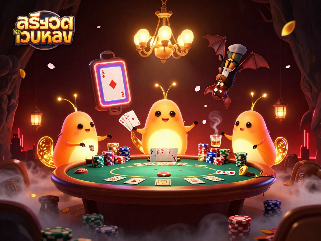 Experience the excitement of สล็อตเว็บตรง with vibrant glowworms in a lively casino atmosphere.