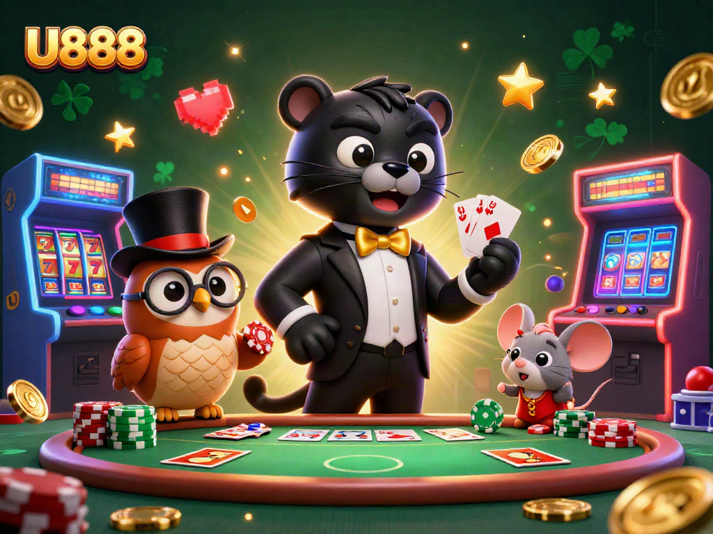 Engage your U888 gaming experience with stylish characters and vibrant casino elements.