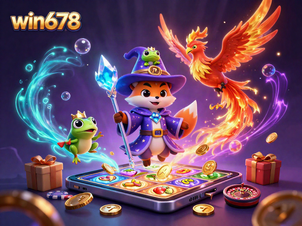 Experience thrilling gameplay with win678, featuring a mystical wizard and casino elements.
