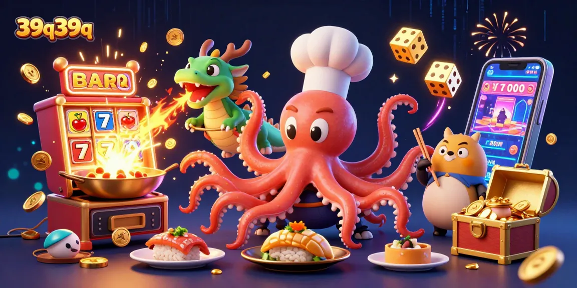 Engage with 39q39q's dynamic casino scene filled with slots, jackpots, and dragon delights.