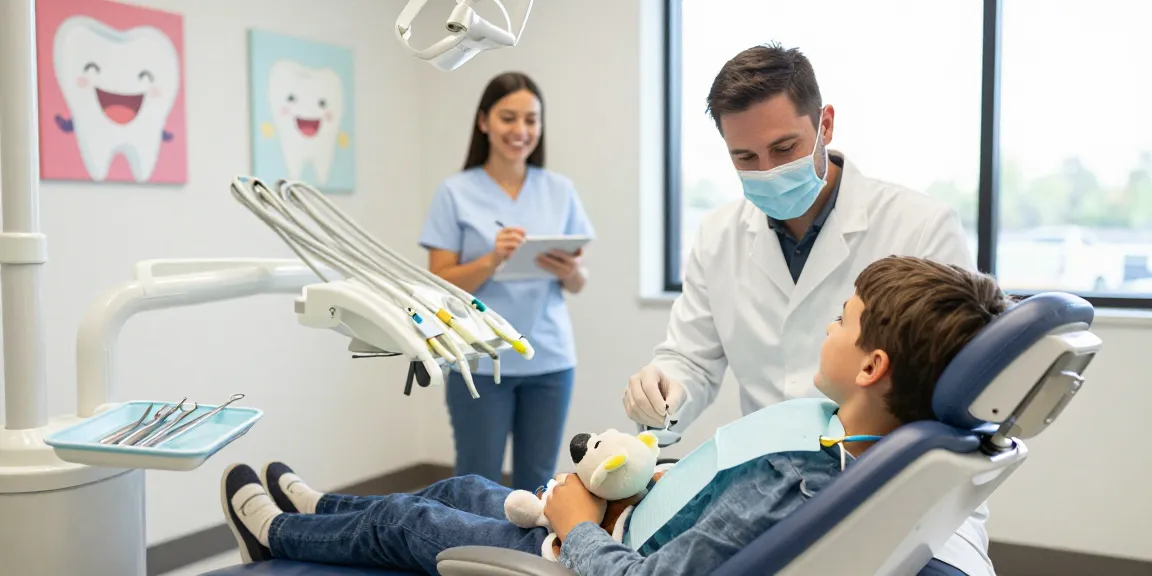 Best dentist in Mooresville providing compassionate care to a young patient in a modern dental office setting.
