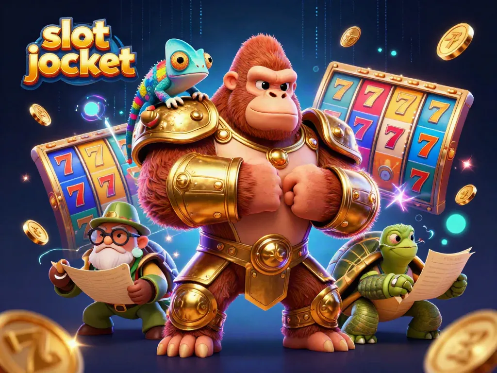 Spin the slot jackpot with dynamic characters in a vibrant 3D casino scene.