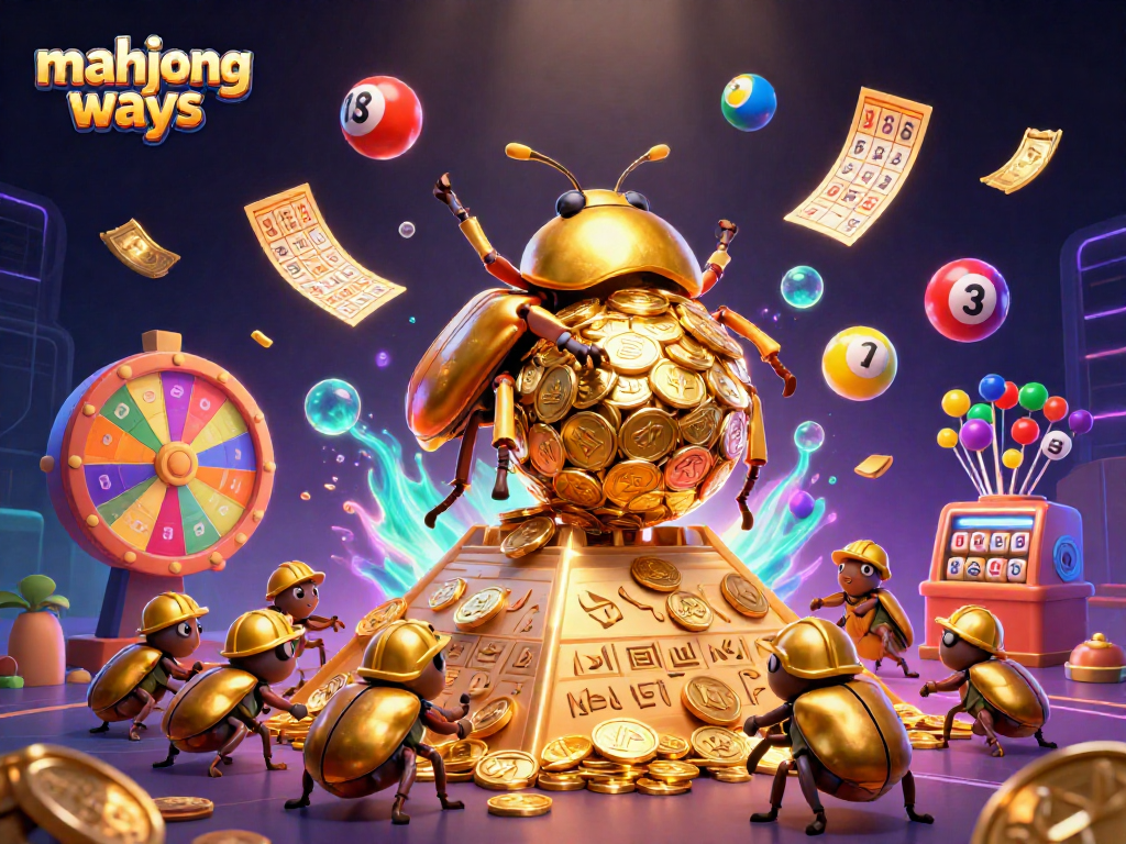 Mainkan mahjong ways dengan beetle keemasan dan simbol jackpot yang memikat.