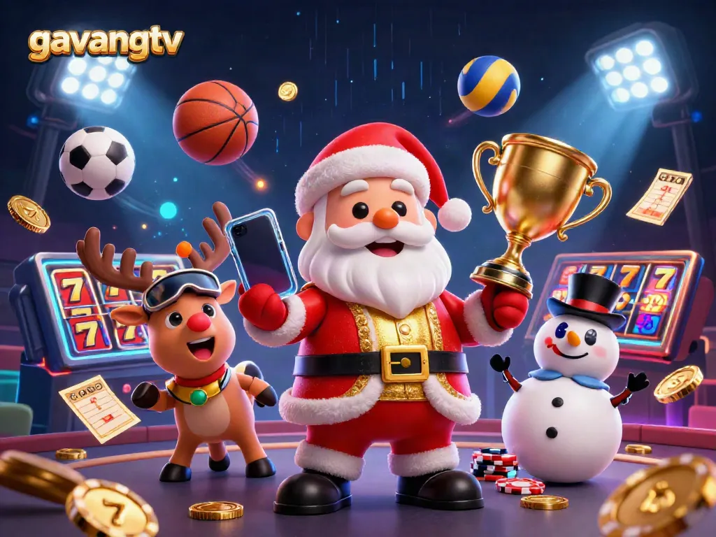 Witness the joyful celebration at gavangtv with Santa and friends enjoying casino fun!