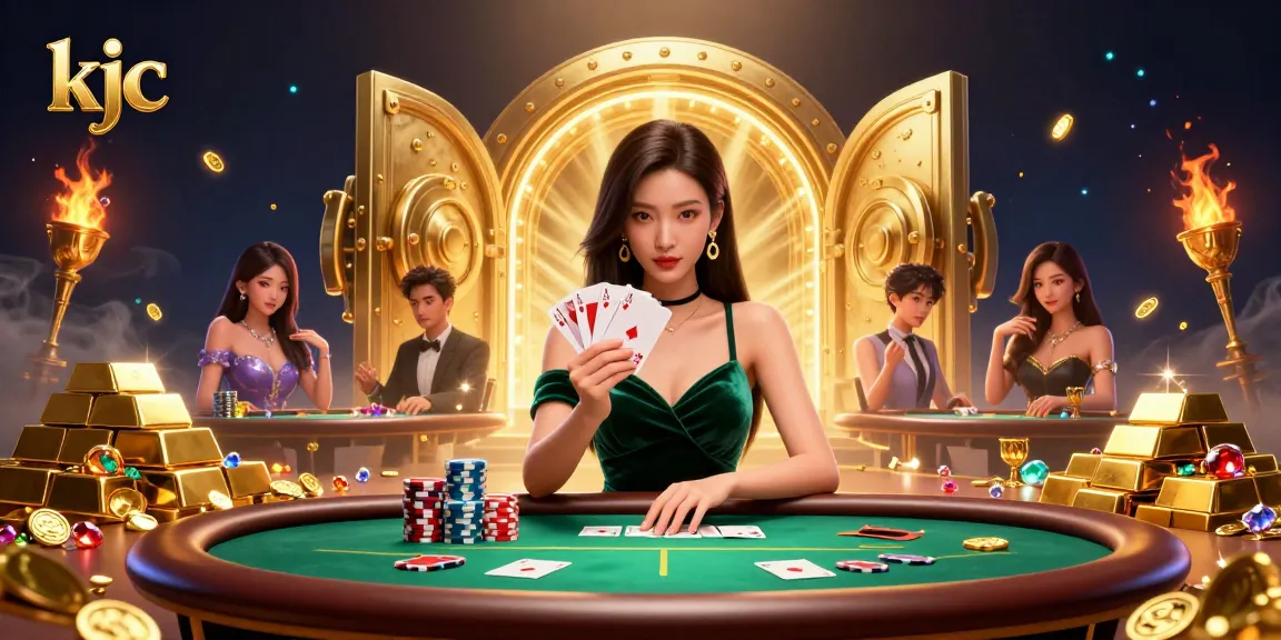 KJC players engaging in a high-stakes poker game at a luxury casino table, showcasing their skills and strategy.