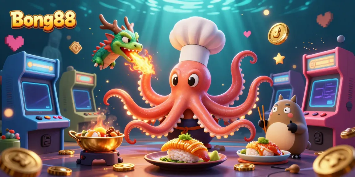 Bong88 showcases a vibrant 3D underwater casino scene with dynamic characters and game elements highlighting thrilling gaming action.