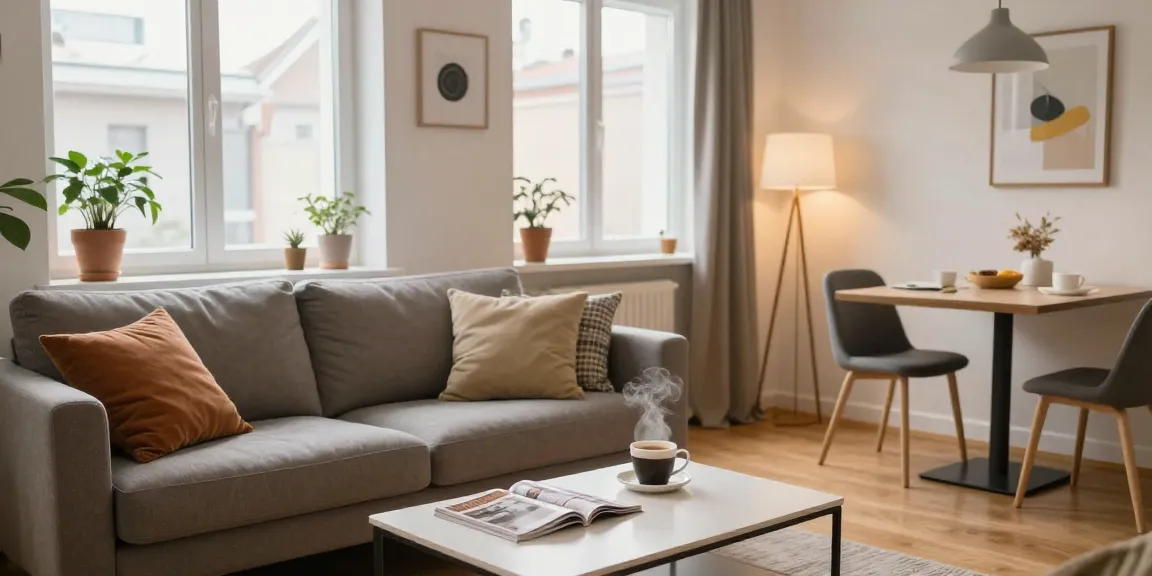 Gemütliche Monteurzimmer in Hannover, ideal für Geschäftsreisende und Touristen, mit hellem Wohnbereich.