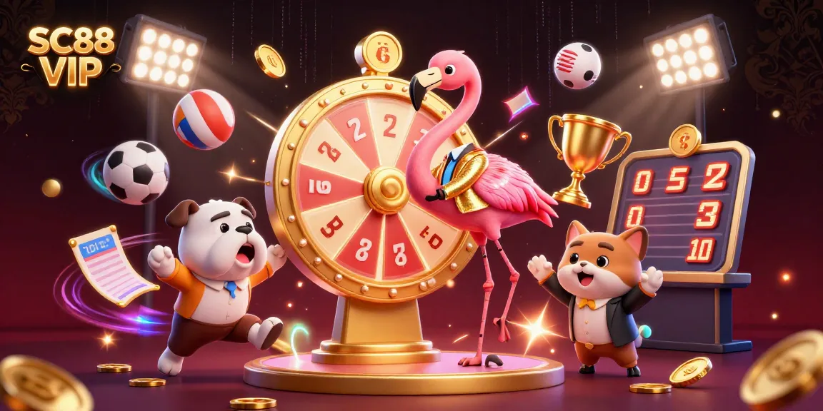 Experience the excitement of SC88 VIP with a thrilling game show scene featuring dynamic characters and gambling elements.
