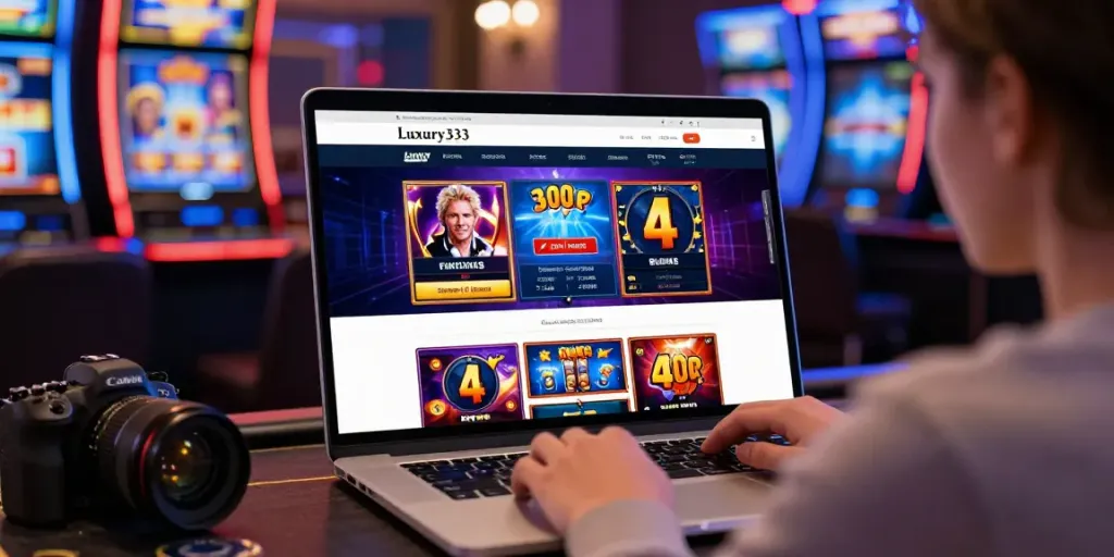 Engaging online gaming experience with Luxury333's user-friendly interface featuring vibrant slot machines.
