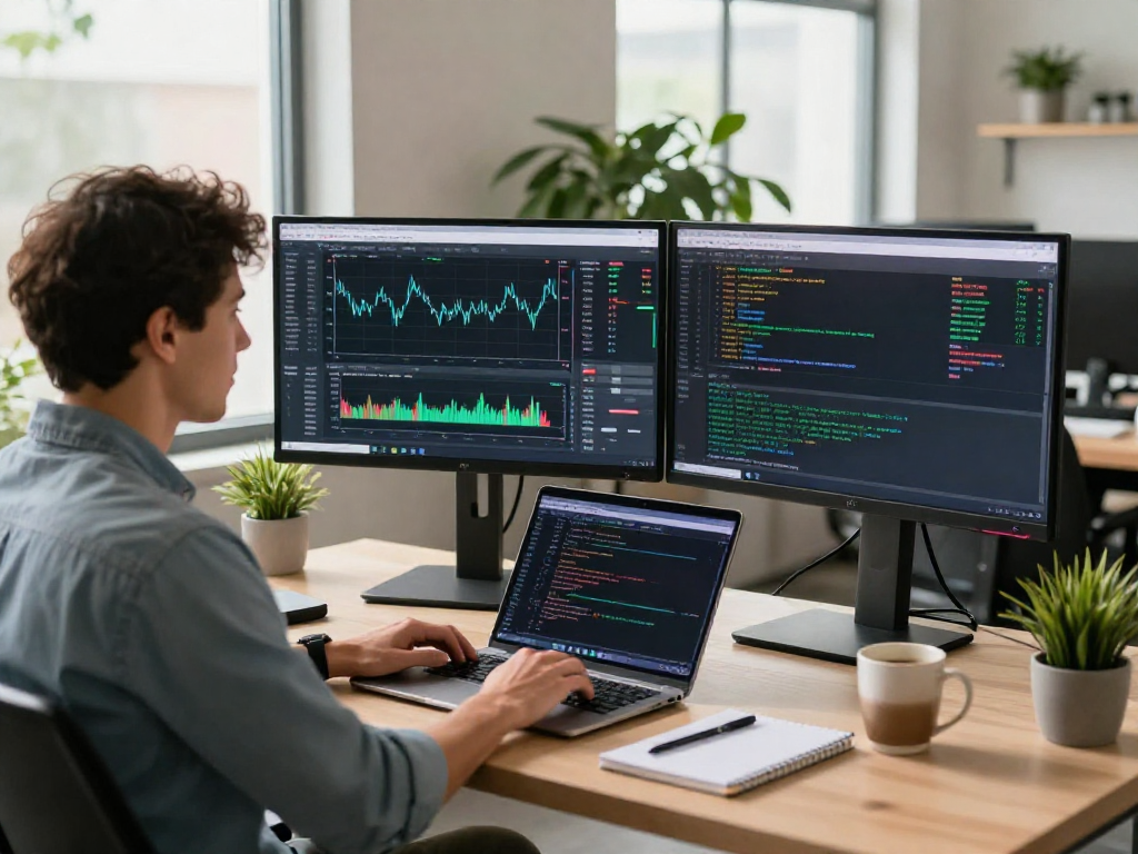 使用TradingView官网的开发者在现代办公环境中编写代码的场景