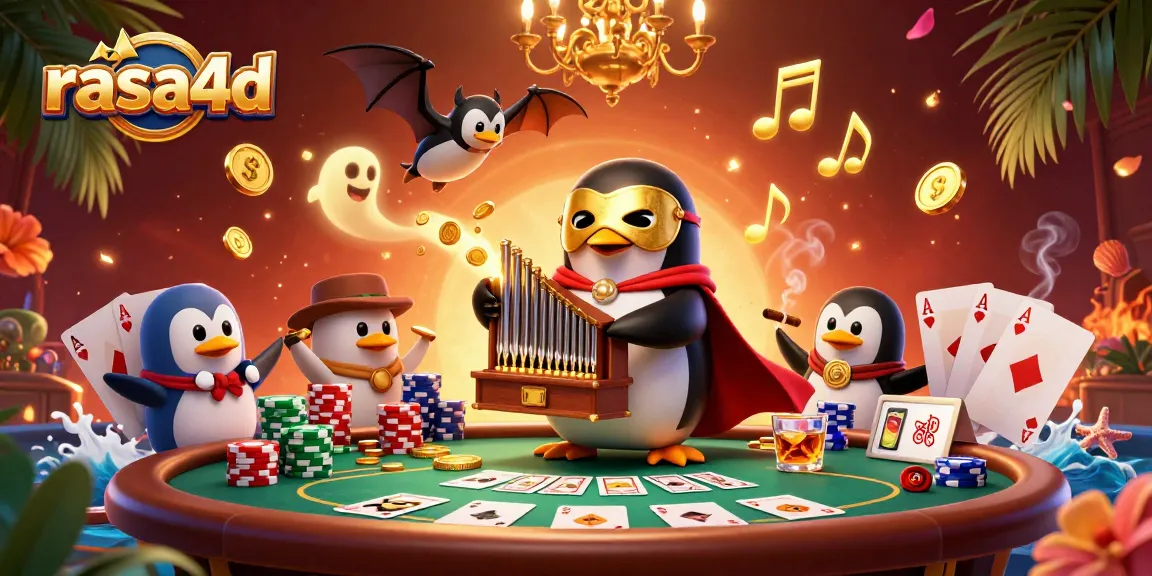 Menangkan rasa4d dengan penguin opera bermain di kasino yang cerah dan meriah.