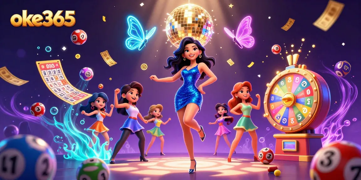 Experience the exciting world of oke365 with vibrant casino elements and dynamic illustrations