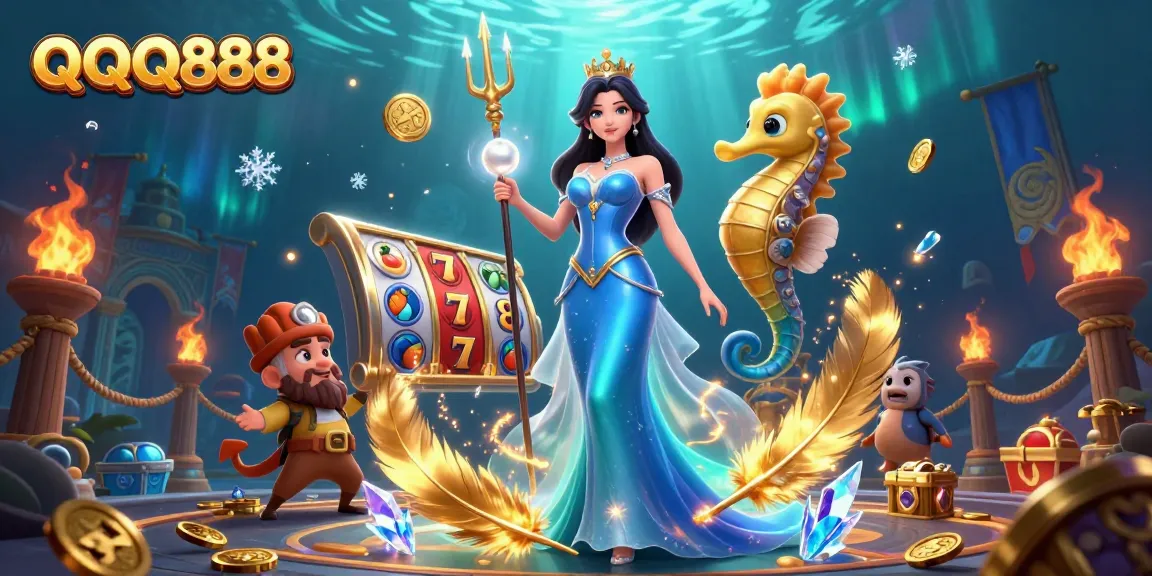 Experience thrilling adventures at QQQ888 with stunning visuals, enchanting characters, and vibrant casino elements.