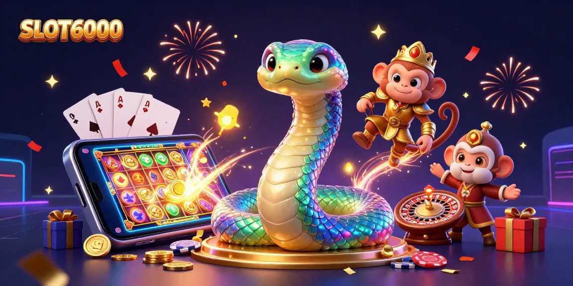 SLOT6000 players engaging with vibrant slot games, celebrating wins and community interactions in a captivating scene.