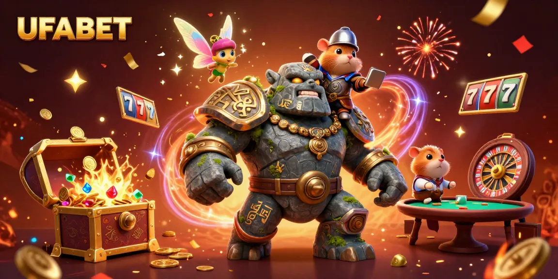 Experience the thrill of UFABET with enchanting 3D characters and casino-themed elements.