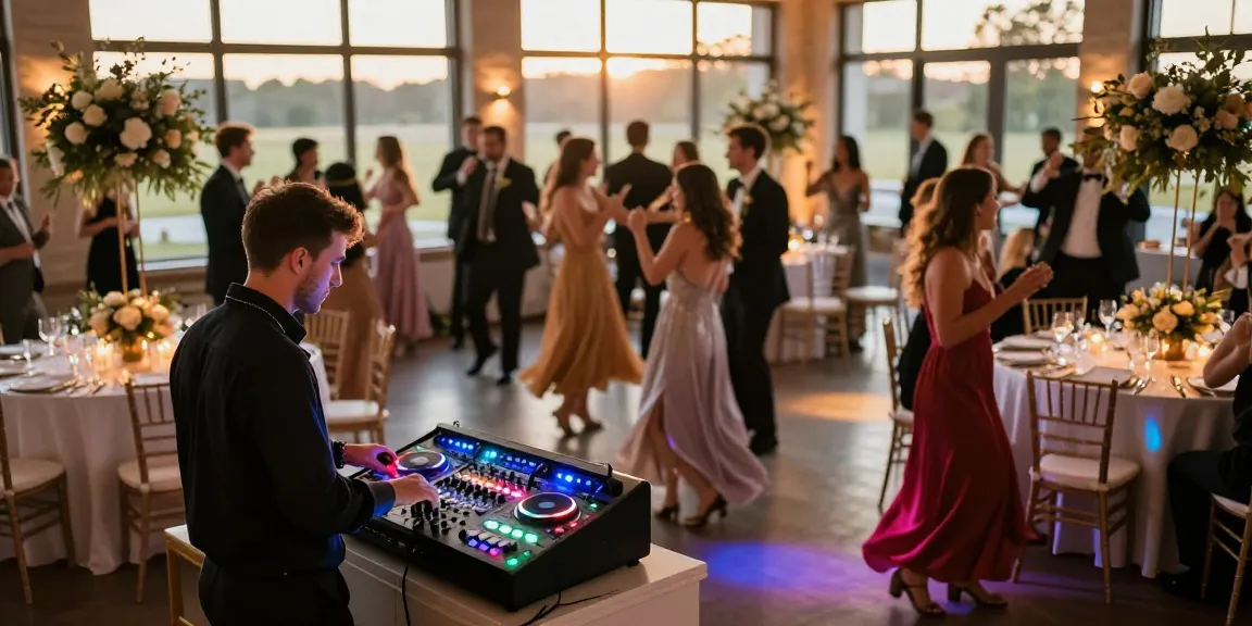 Hochzeit DJ Berlin sorgt für unvergessliche Feier mit tanzenden Gästen und festlicher Dekoration.