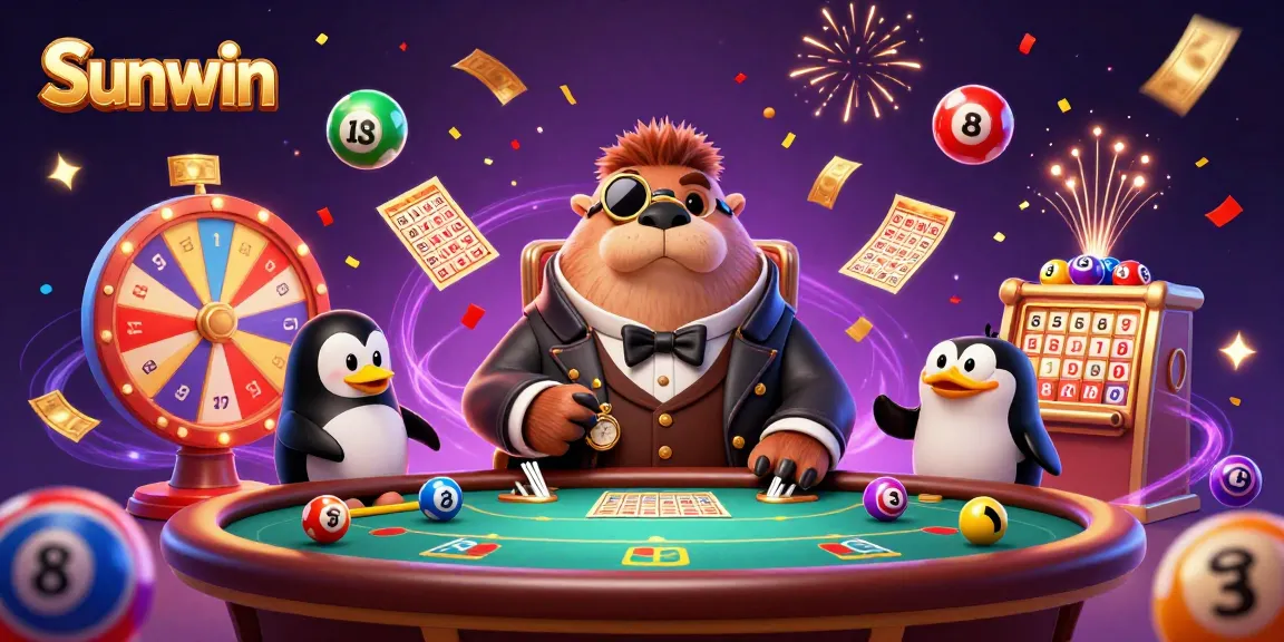 Sunwin showcases a vibrant animated poker scene with unique underwater characters, blending gambling excitement.