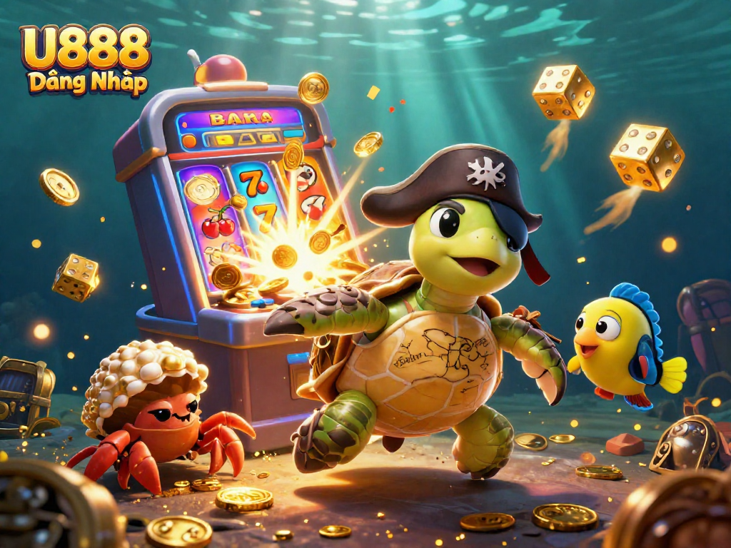 Engage with U888 Đăng Nhập featuring a lively casino scene packed with treasure, characters, and gaming excitement.