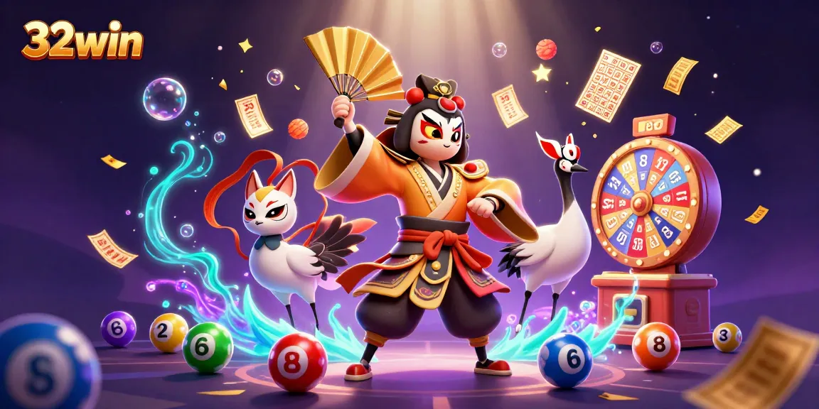 Explore exciting winnings at 32win with colorful lottery elements and dynamic fun.