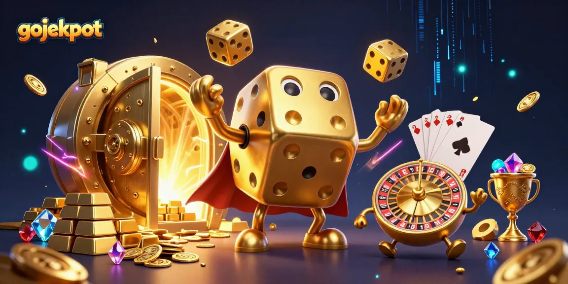 Experience winning thrills with gojekpot in this vibrant casino-themed 3D illustration.