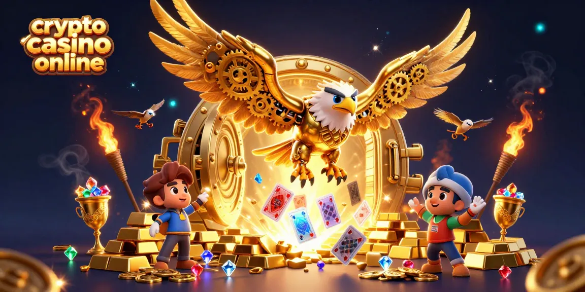 Scopri i migliori giochi nei crypto casino online con questa illustrazione 3D dinamica e colorata.