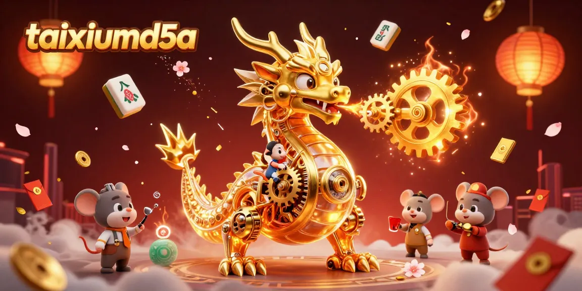 TaiXiuMD5A showcases a golden dragon embodiment of winning luck amidst gaming excitement.