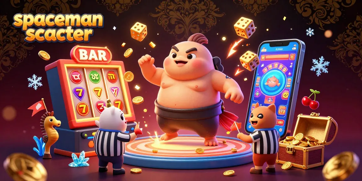 Engage in intense fun with spaceman scatter as vibrant 3D characters interact around jackpot winnings and casino elements.