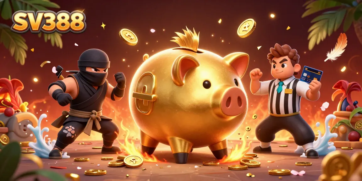 Engage in thrilling cockfighting action with SV388's vibrant characters and elements in this dynamic illustration.