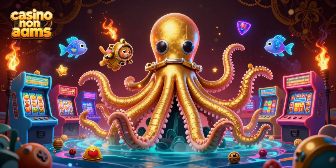 Partecipa a un emozionante gioco nei casinò non AAMS con una vivace scena di kraken che presenta elementi dorati e simboli di gioco.